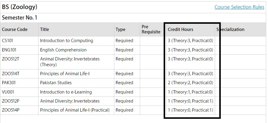 Virtual University Credit Hours